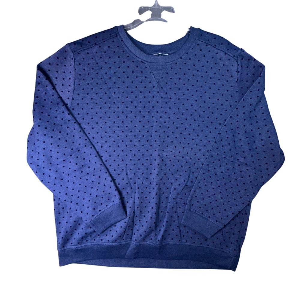 Karen Scott Sport Polka Dot Crewneck Sweatshirt Casual Preppy XL Blue Layering